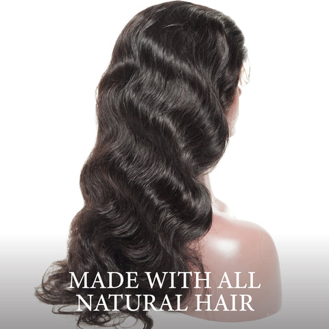 Natural BodyWave Hair Single Donor 20' FULL-LACE Human Hair Wig by DMV. Natural hair colors only- Color as shown