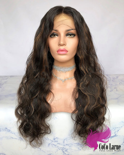Natural BodyWave Hair Single Donor 20' FULL-LACE Human Hair Wig by DMV. Natural hair colors only- Color as shown